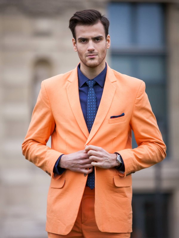 Oranžový pánský oblek ORANGE šitý na míru
