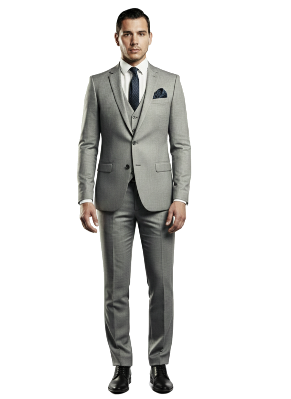 Szary garnitur męski z kamizelką GIORGIO szyty na miarę