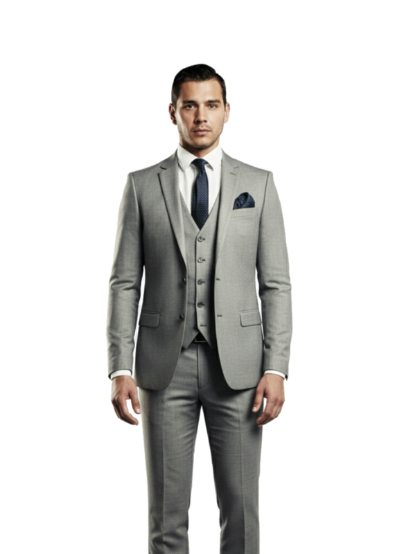 Szary garnitur męski z kamizelką GIORGIO szyty na miarę